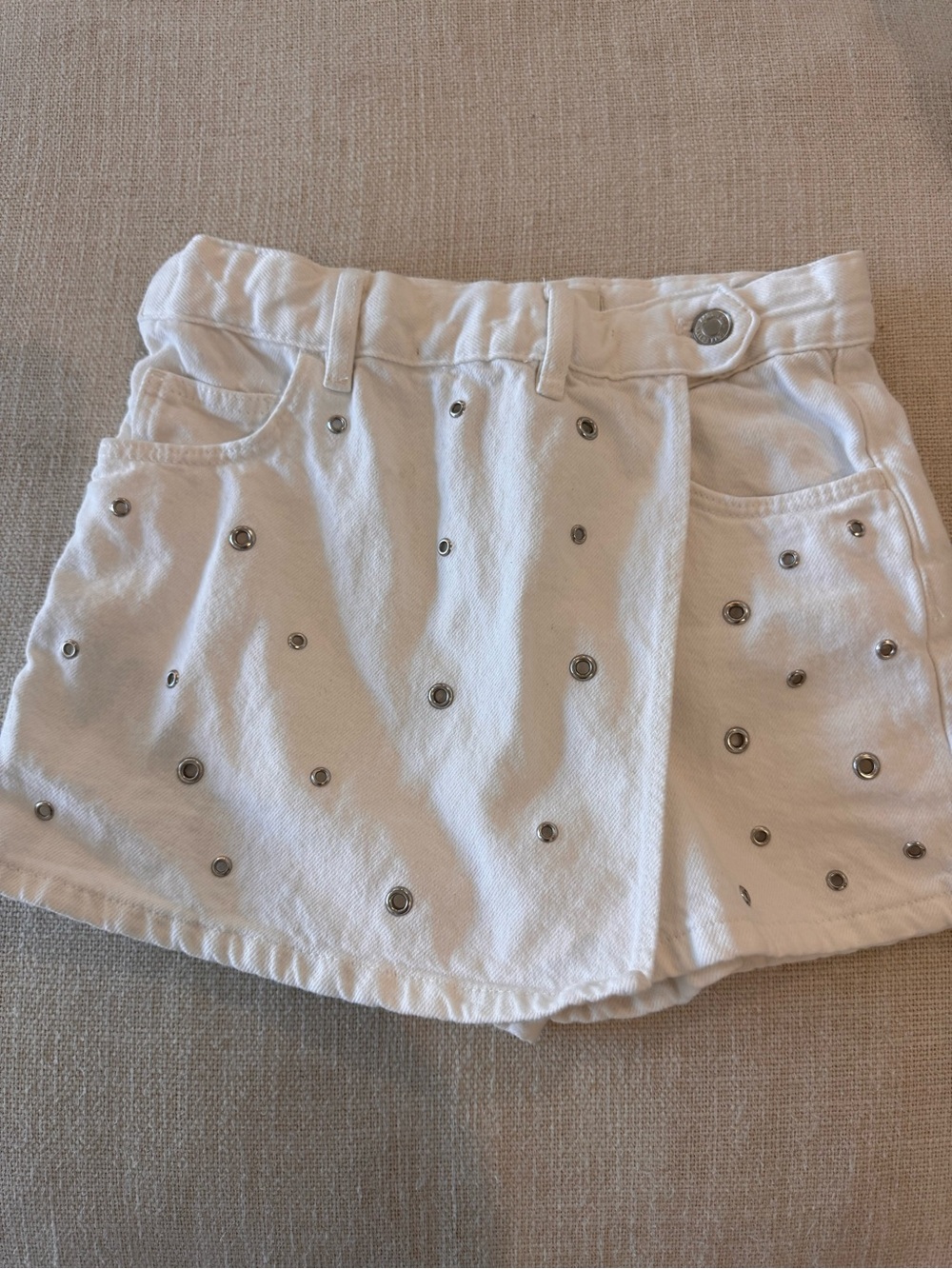 Zara White Girls' Skort with Silver Studs